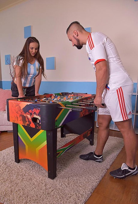 Sporty teen Olivia Nice gets fucked hard after losing a foosball game