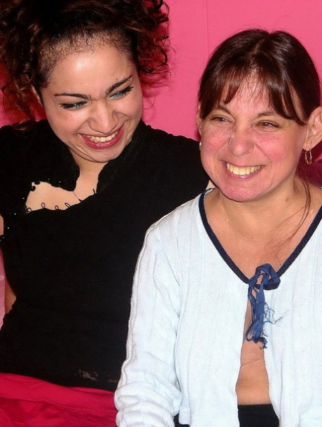 Busty amateur Lena Love & petite mature Vixen undress & play with each other