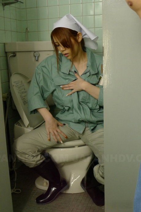 Asian babe with huge juggs Maki Koizumi toys herself before getting banged