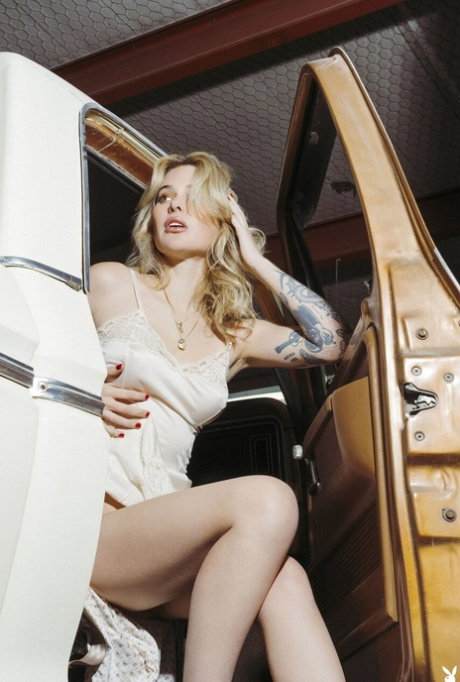 Hot blonde Ryan Hadarah gets naked for a solo centerfold spread