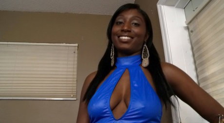 Black chick Jadis Spade hikes her latex dress to show her thong covered booty