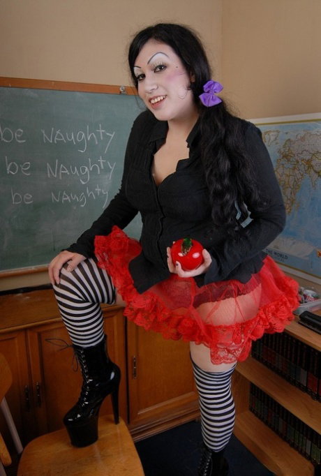Fatty Terina arriving in sex ed classroom dressed in knee high socks