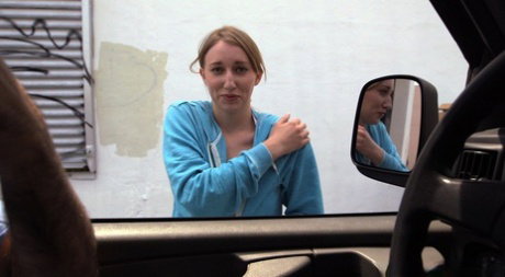 Blonde hitchhiker Riley Reynolds has hardcore sex with a stranger in his car