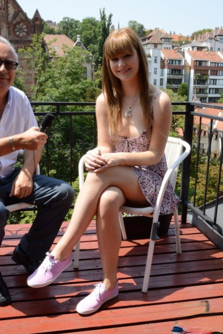Blonde Portuguese girl Charlyse Bella fucks an old man in her casting scene