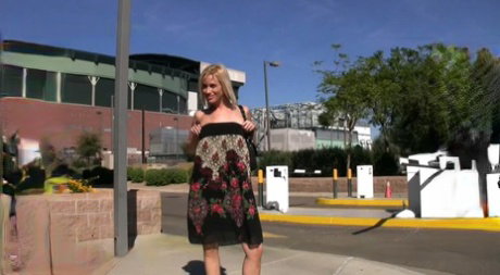 Long legged blonde Kylie Worthy flashes in public locations