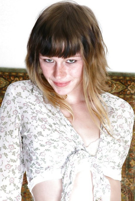 Filthy teen babe showing off her sweet small tits and hairy muff
