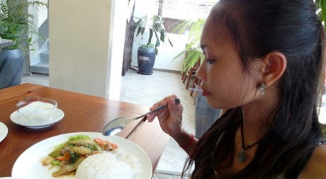 Petite Asian babe Ari ends a day out with some POV hardcore sex