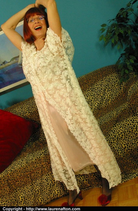 Older housewife with red hair issues jerkoff instructions in vintage lingerie