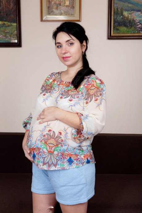 Pregnant 30 plus female Tanita gets naked for the very first time