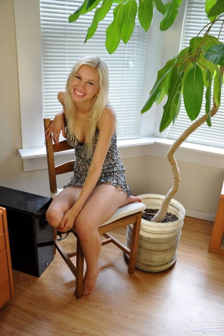 Busty Vanessa Clark flashes beautiful smile, perfect tits & naked upskirt