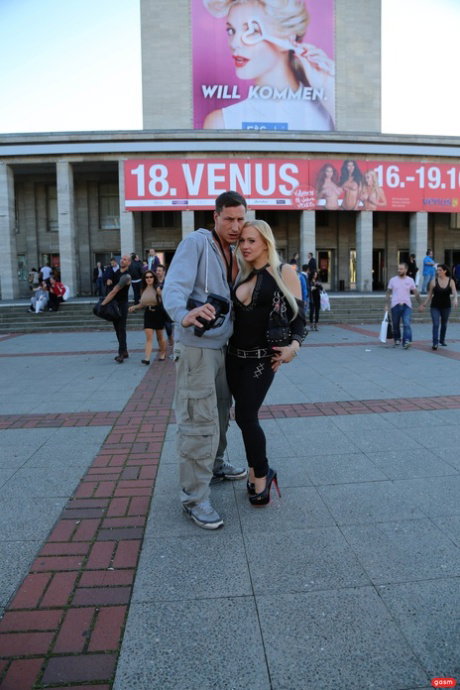German pornstar Celina Davis poses seductively in her hot outfit in public