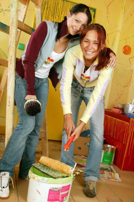 Young girls give up on painting and opt for lesbian sex instead