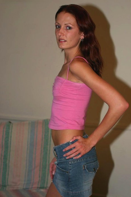 Amateur model with long legs Hailey gets bare naked before spreading her pussy