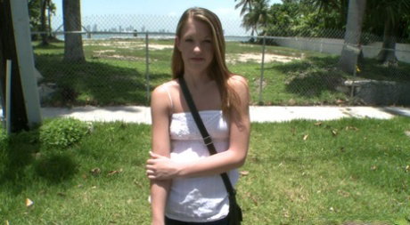 Petite amateur cutie Rebecca goes for ride in van and fucks horny Latino