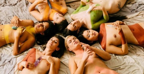 European lesbian babe Julia Roca gets a pussy licking in a wild all-girl orgy