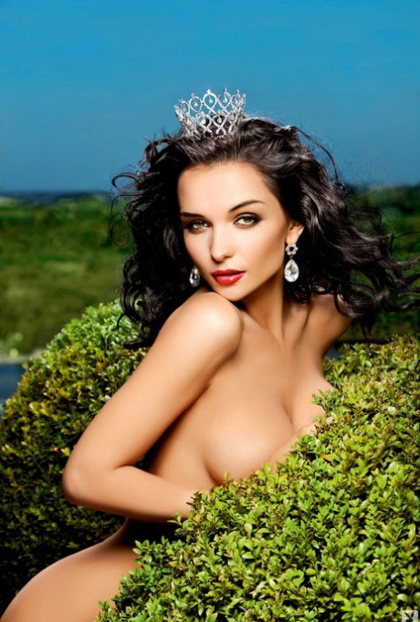 Ukrainian Playboy brunette with big tits Eugenia Diordiychuk posing in nature
