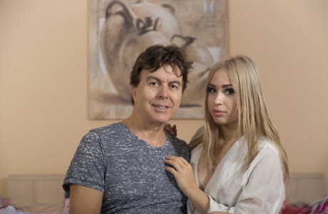 Sweet teen Alana Moon sucks her stepdad's dick before sitting on it