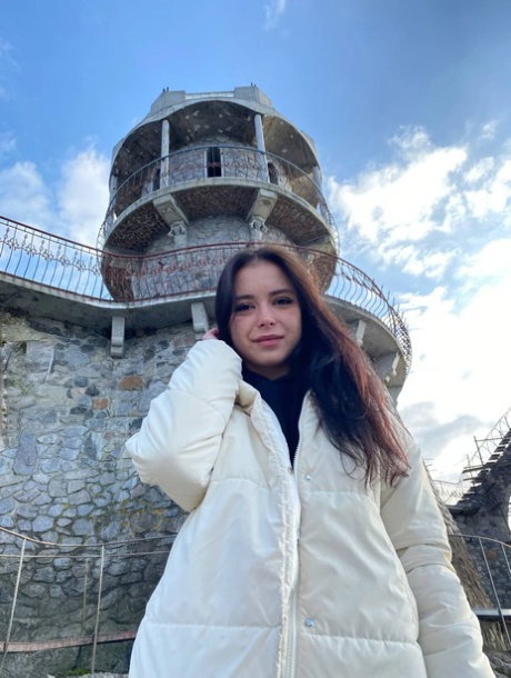 Pretty brunette teen Molly Lo changes into a Wednesday Adams look