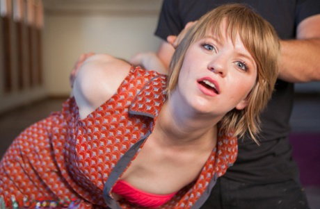 White girl with short hair is masturbated during painful bondage action