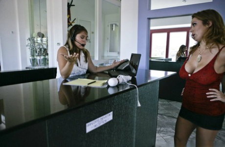 Latina MILF uses her huge tits to get hot satisfaction from customer care rep