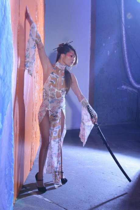 Filipina Charmane Star unveils her hard nips & muff & poses with a catana