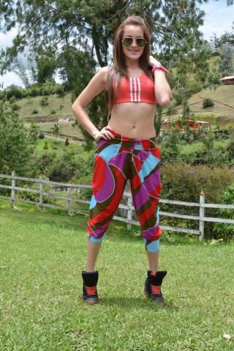 Hardcore Latina slut strips off outdoors to air her small tits & hot ass