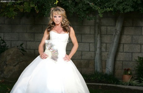 Naughty bride Shayla LaVeaux strips her dress to show medium tits & booty
