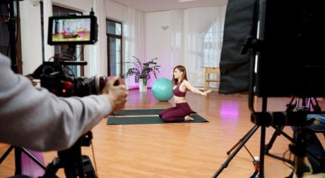 Redheaded chick Mina Von D and her man friend have sex on yoga mats