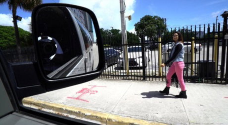 Picked up teen with tiny tits Eden Sinclair blows and rides cock in the car