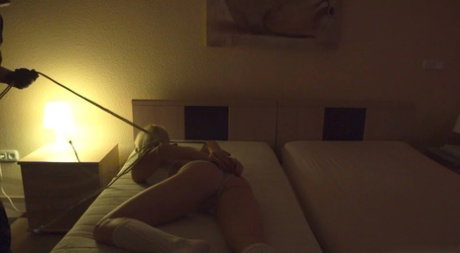 Skinny and afraid Candee Licious tied up in woods gets punished