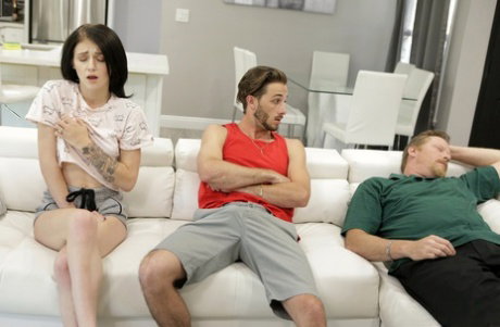 Horny step-siblings get caught fucking by their very upset father