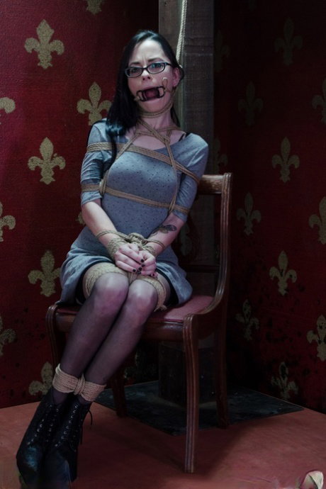Submissive nerd Ivy Addams is brutally tortured after being tied with ropes