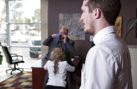 Office threesome groupsex with marvelous milf Phoenix Marie