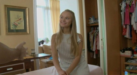 Blonde teen Willa fucks a hung masseur after getting horny during a massage
