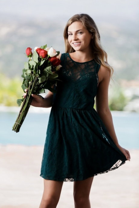 Hot teen in lacy undies Sydney Cole strips completely nude on the first date