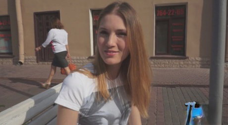 Slim teen girl takes an external cumshot after her first on-camera fuck
