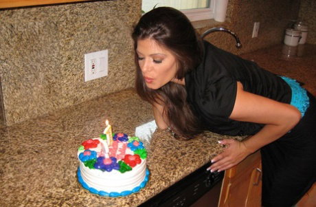 Ex-gf Madelyn Marie blows out the cake and bares her nice tits on 18th b-day