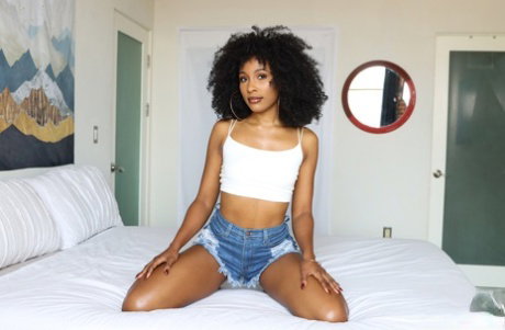 Exotic ebony babe Olivia Jayy humping and sucking a nice white dick in POV