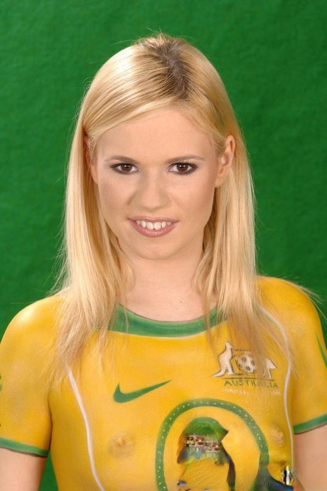 Breathtaking soccer girl flaunting her sexy painted body, big ass & pussy