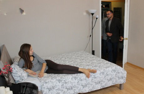 Tall Russian teen Elisaveta Gulobeva cuckolds her boyfriend with a teacher