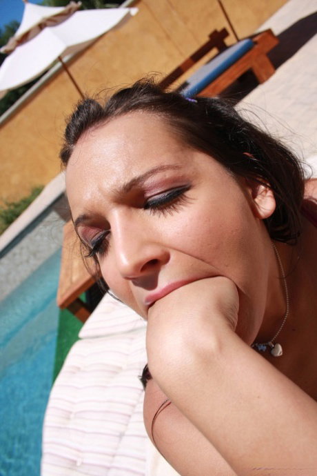 Cute babe Sabrina Sweet gives fellatio and gags on balls before sex