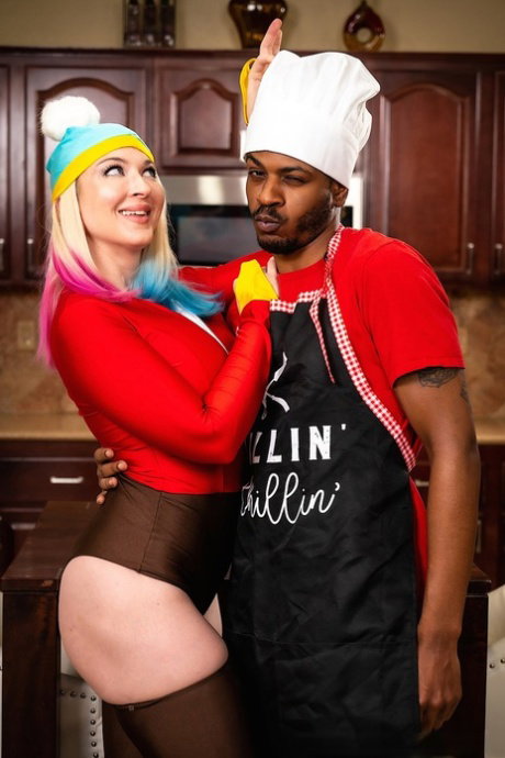 Stacked blonde Leya Falcon has hardcore interracial sex with the chef