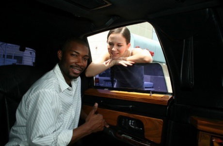 Slutty white girl Cristina Agave blows a big black boner in the car