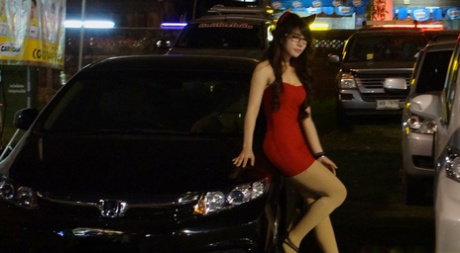 Asian amateur King C removes her red dress and gets pounded in POV sex