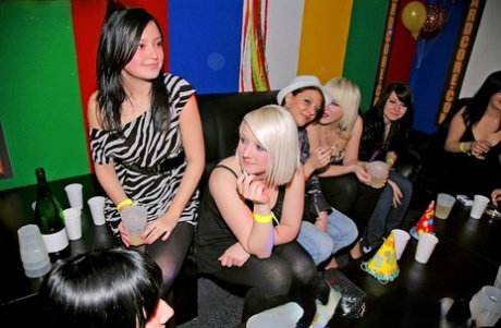 Drunk chicks get a little wild and crazy when giving male strippers oral sex