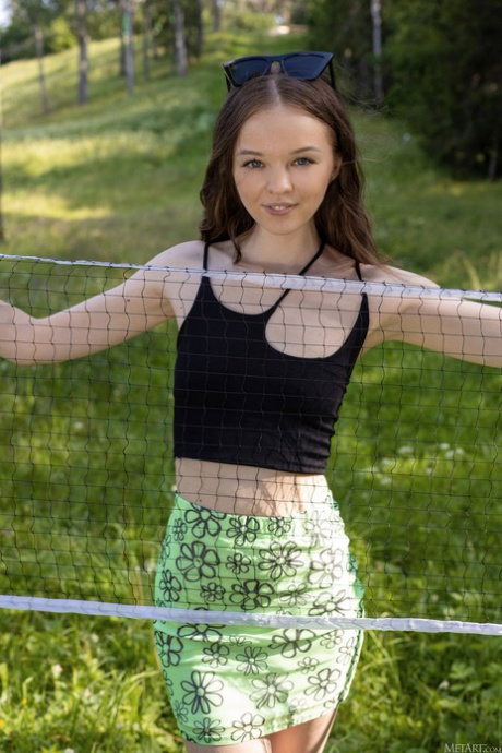Hot Latvian badminton player Shea strips outside & shows her big ass & holes