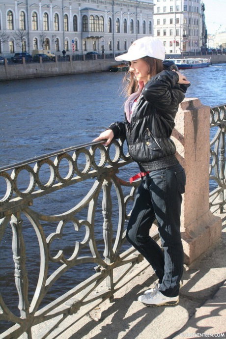Nice teen Vika Volkova takes off her cap and clothes for sex in sneakers