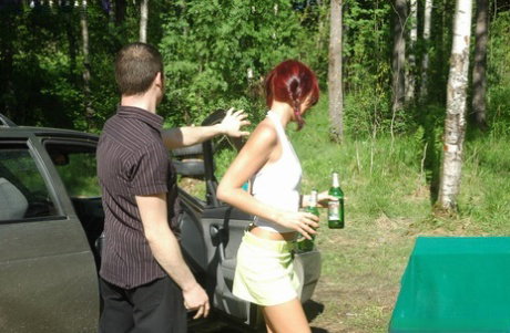 Young redhead Diana loses her virginity during a daytime camping trip