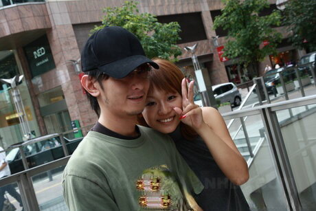 Japanese redhead Yukina and her man friend make love in a hotel room