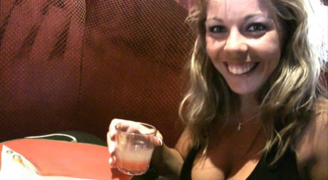 Rachel Aziani and Amber Lynn Bach expose their big tits inside a nightclub